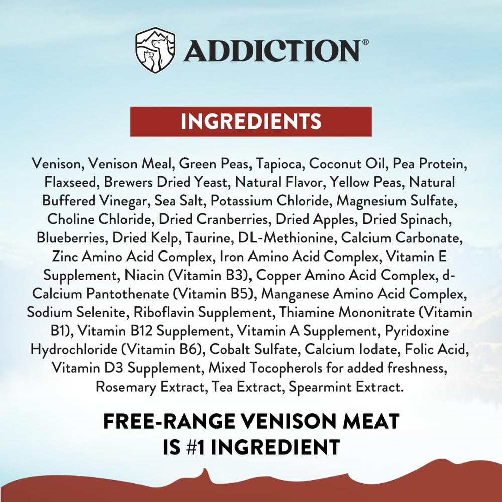 Addiction Viva La Venison: origen en Nueva Zelanda y selección de ingredientes.