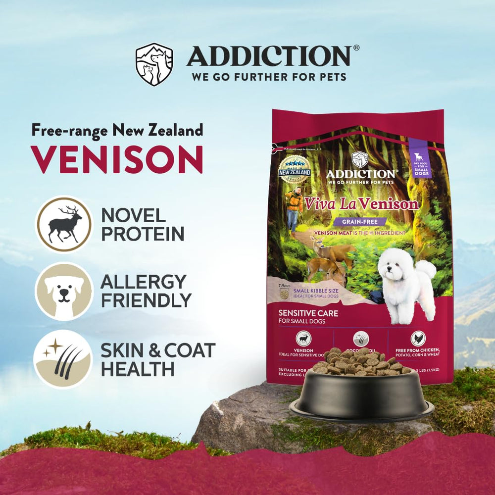 Addiction Viva La Venison: fórmula sin granos para dietas sensibles de perros