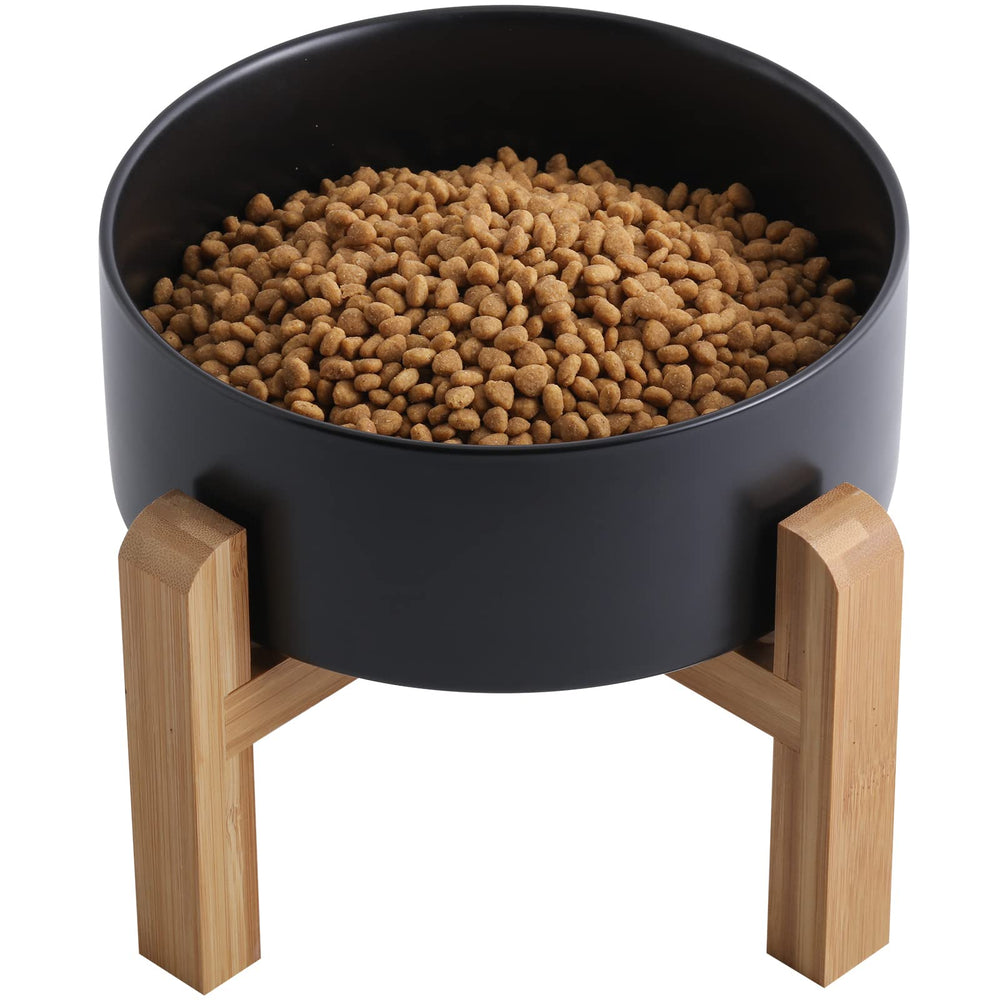 Addogyy plato cerámico elevado con base de madera facilita el acceso a comida y agua.