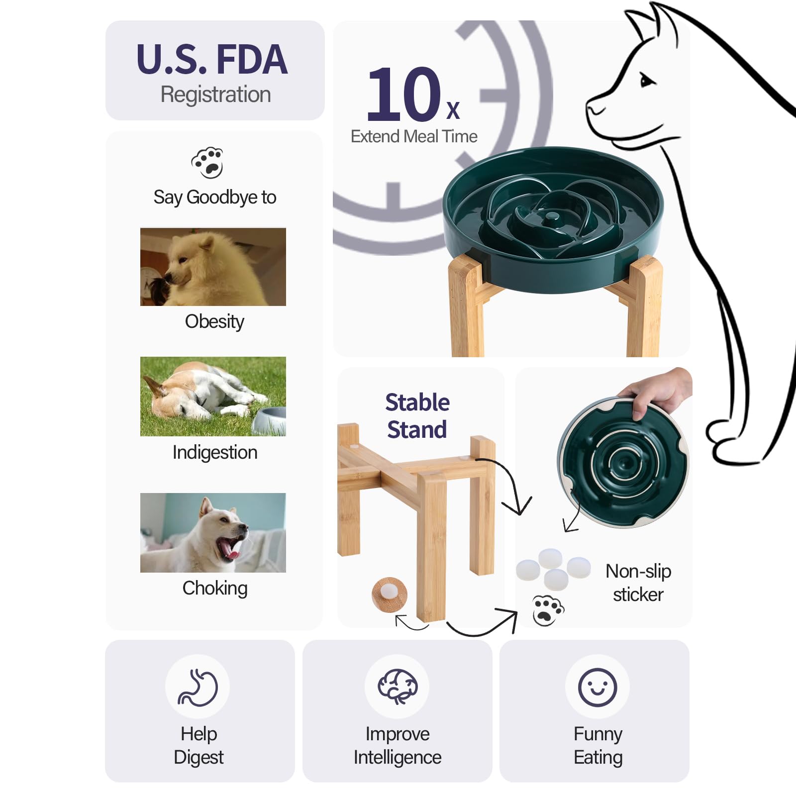 Plato lento Addogyy para perros de diversas tallas en verde