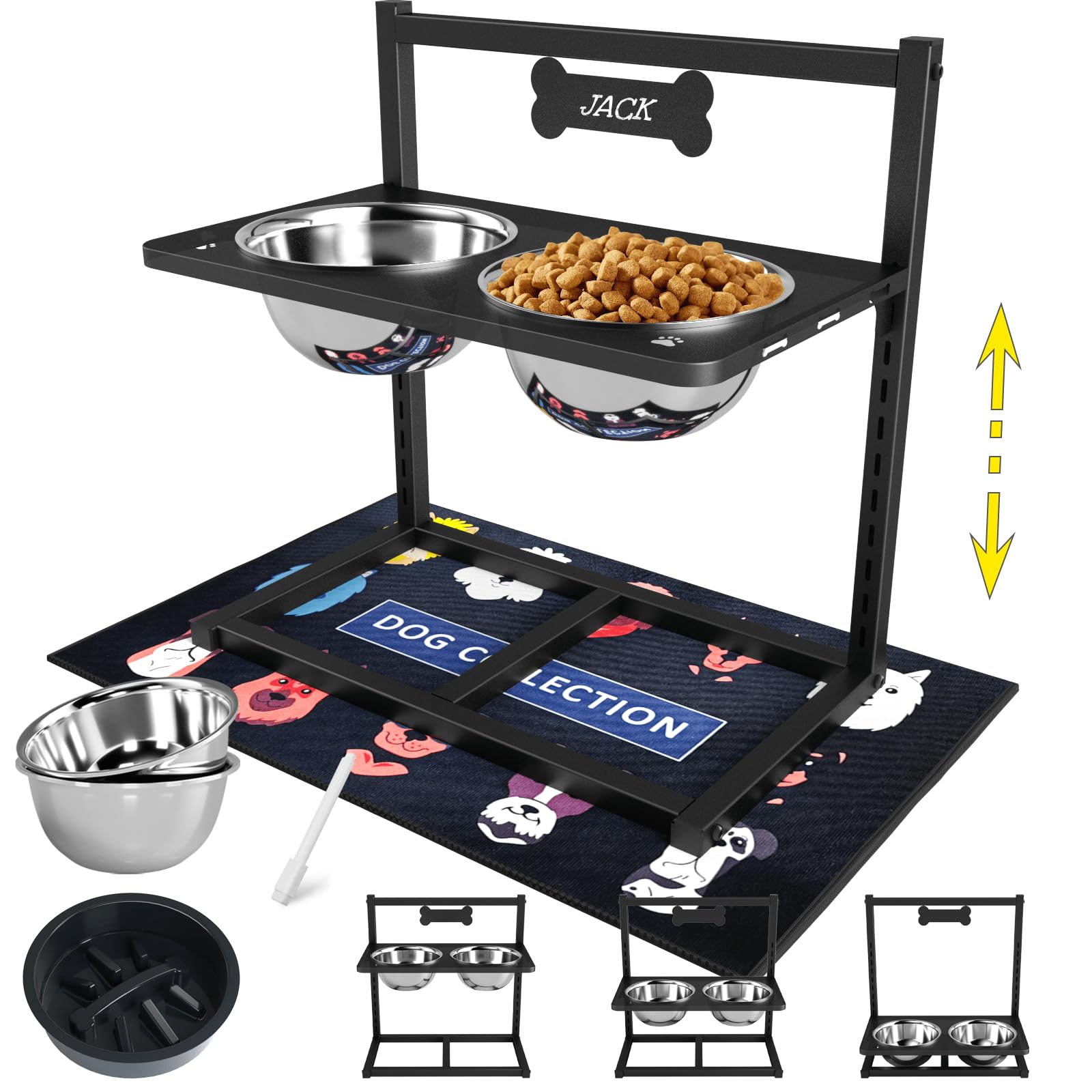 ADENGL 9 altura ajustable para comedero canino, comodidad de cuello y espalda