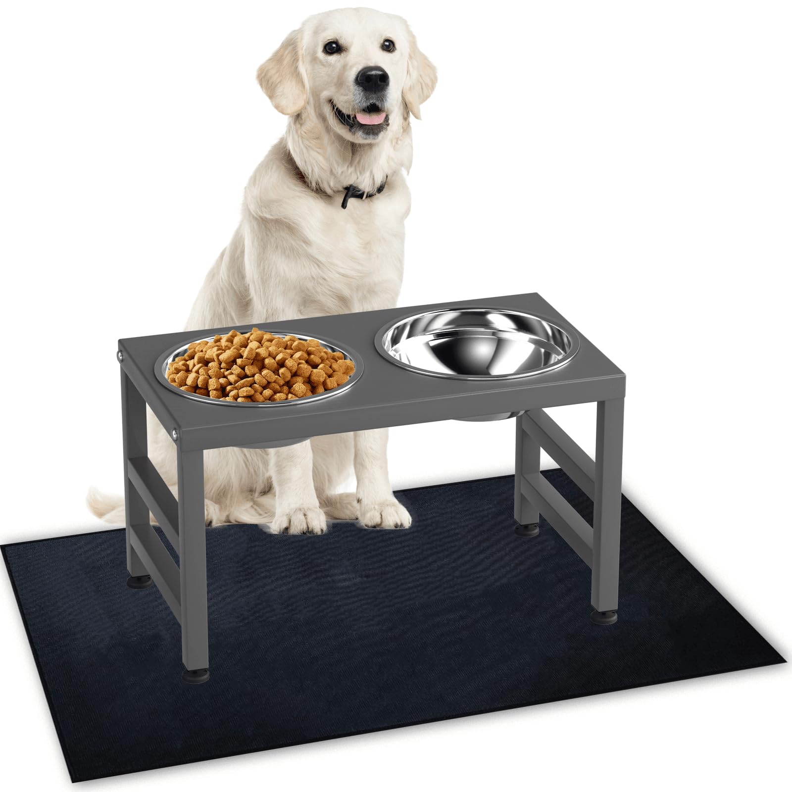 ADENGL comedero elevado para perros de 10 pulgadas con tazones de acero, cómodo para el cuello.