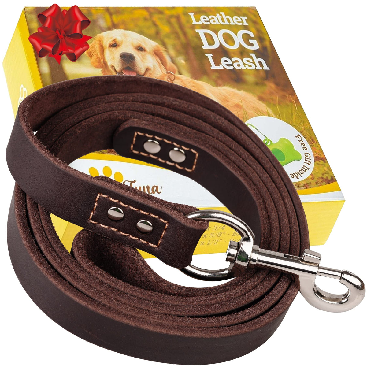 Correa de cuero Adityna para perro, 6 ft, control suave al caminar.
