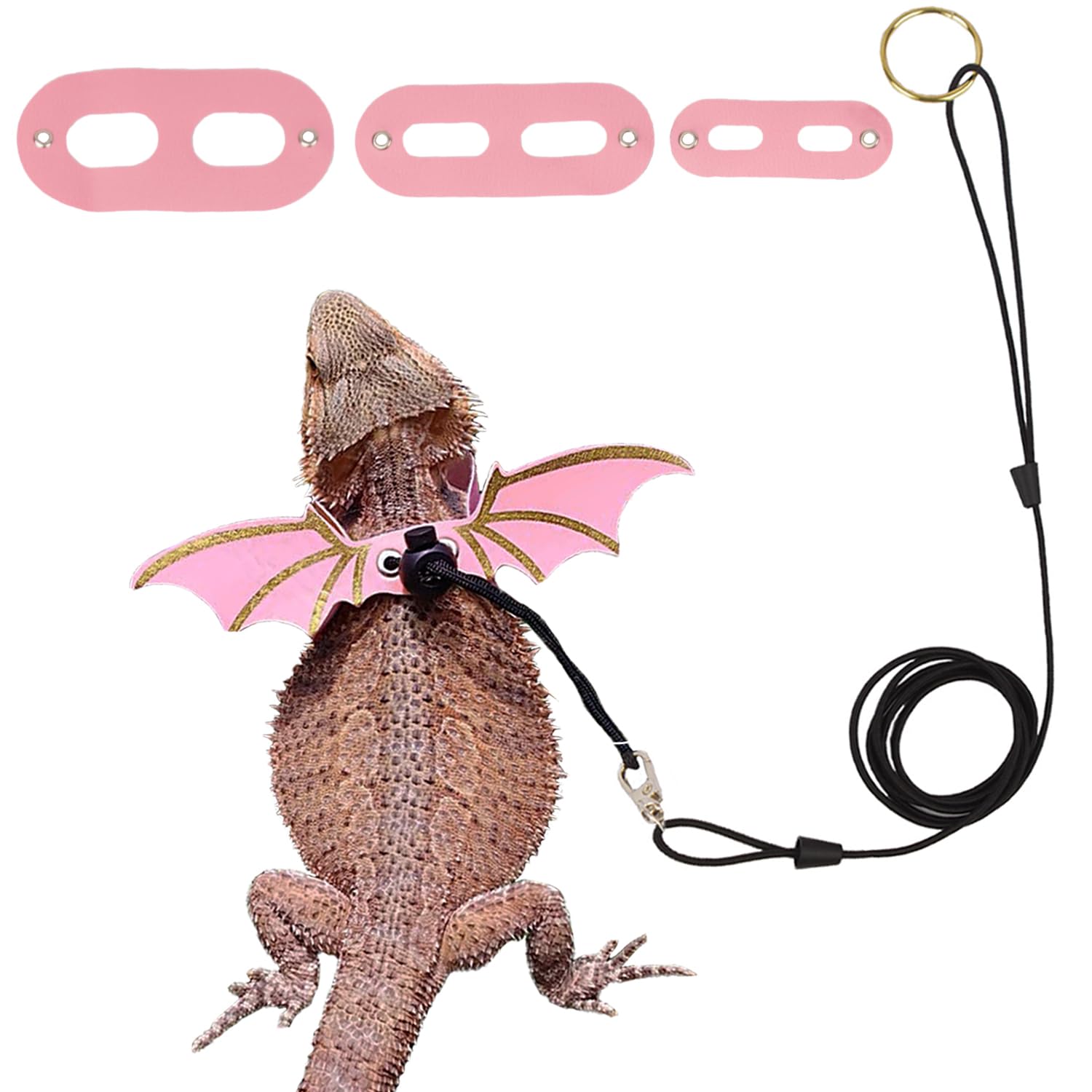 ADOGGYGO arnés para dragón barbudo con alas rosas, ideal para paseos al aire libre
