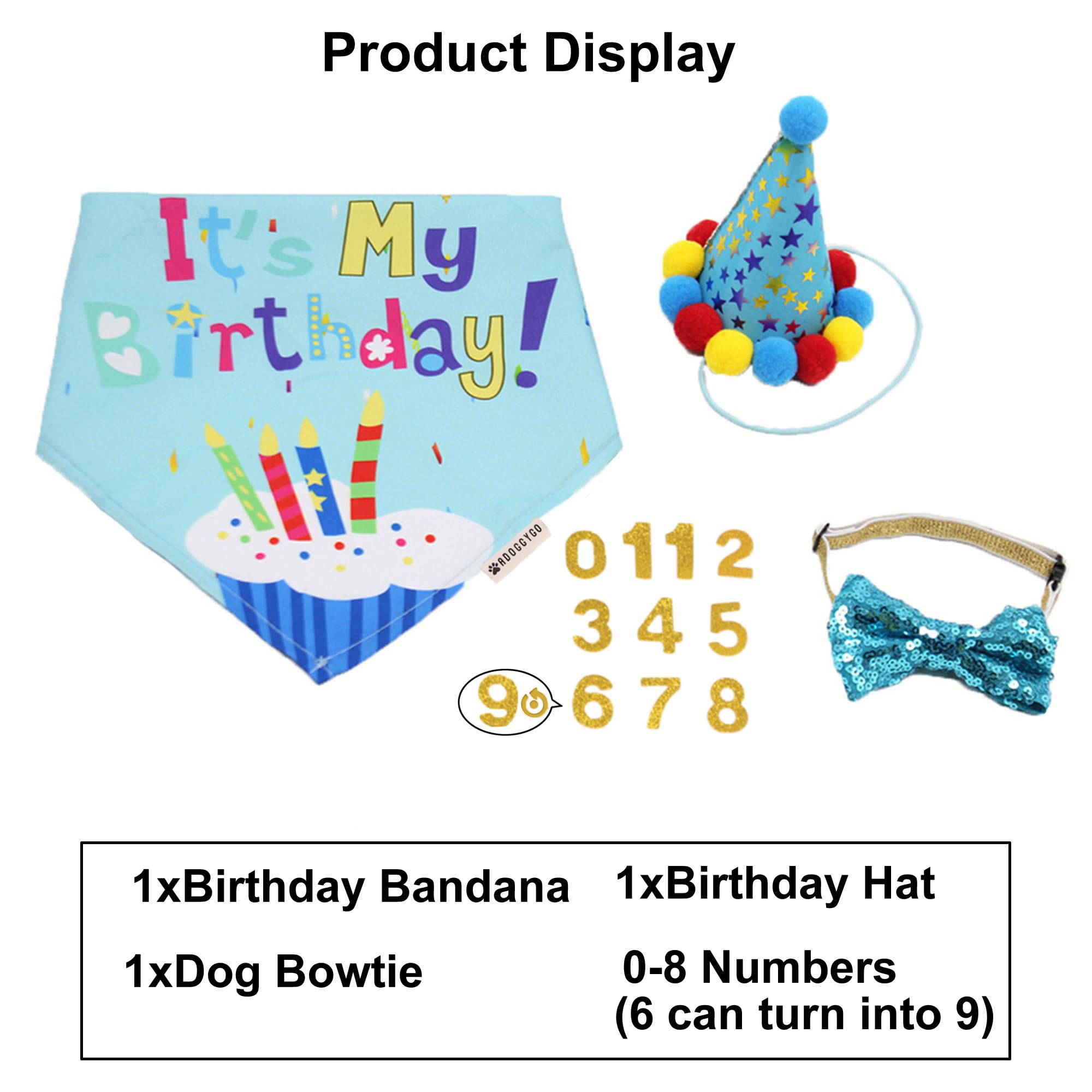 ADOGGYGO ensemble triple anniversaire chien et chat, ensemble coordonné pour la photo.