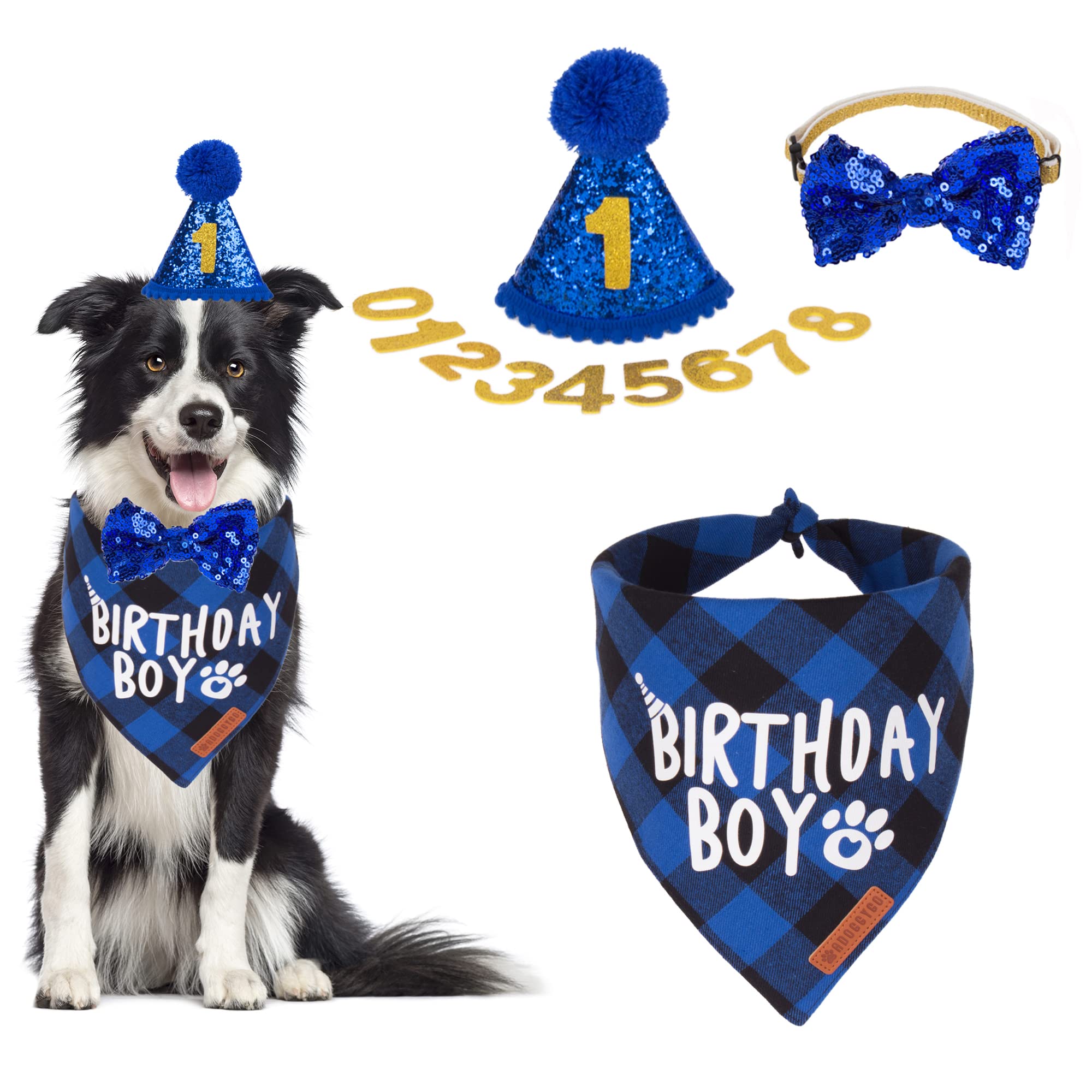ADOGGYGO sombrero de cumpleaños para perro azul, ideal para sesiones de foto divertidas