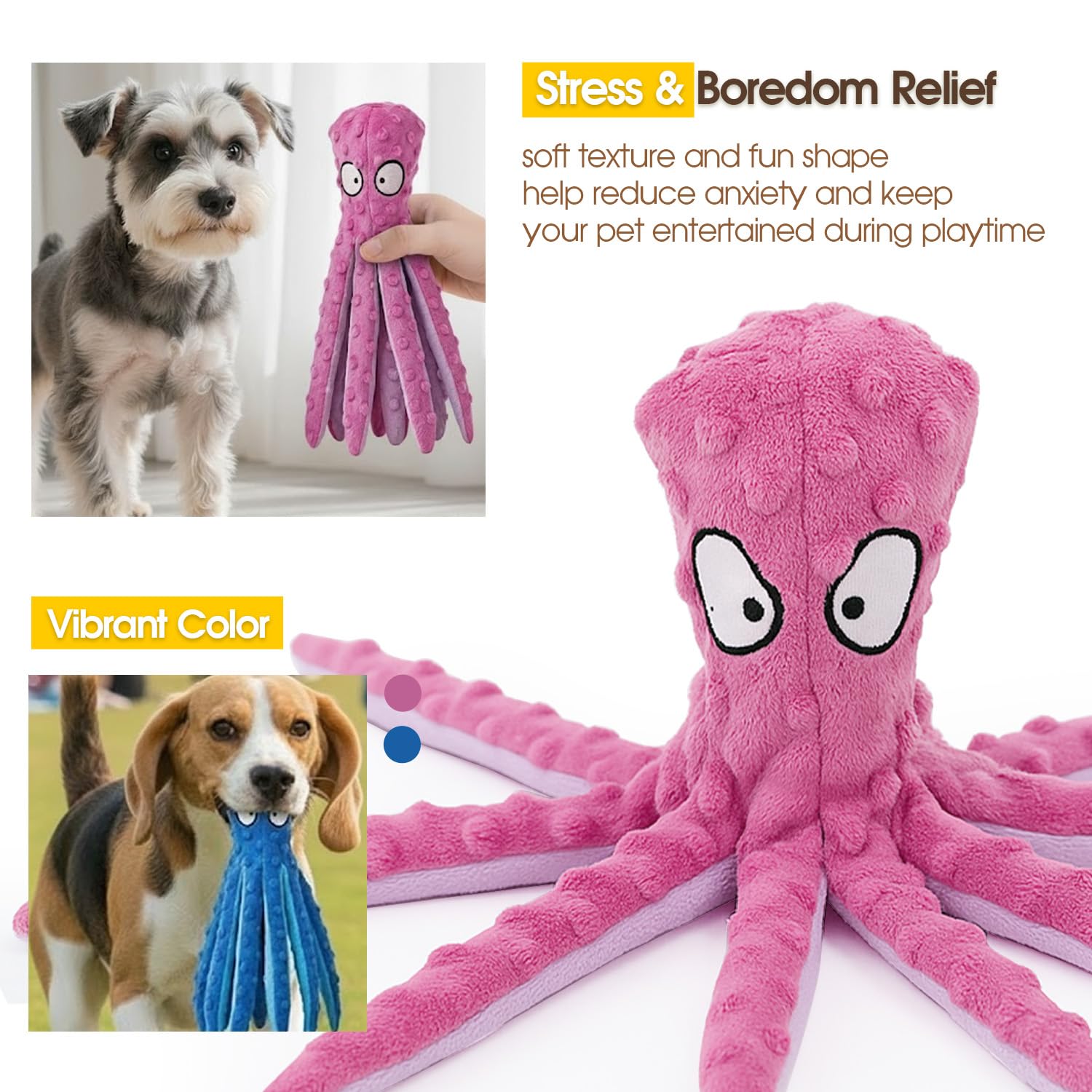 Juguete pulpo AdoPet de 32 cm para perros pequeños y medianos