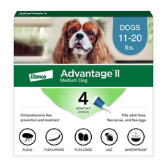 Advantage II para perros medianos: aplicación puntual en la piel para control de pulgas.