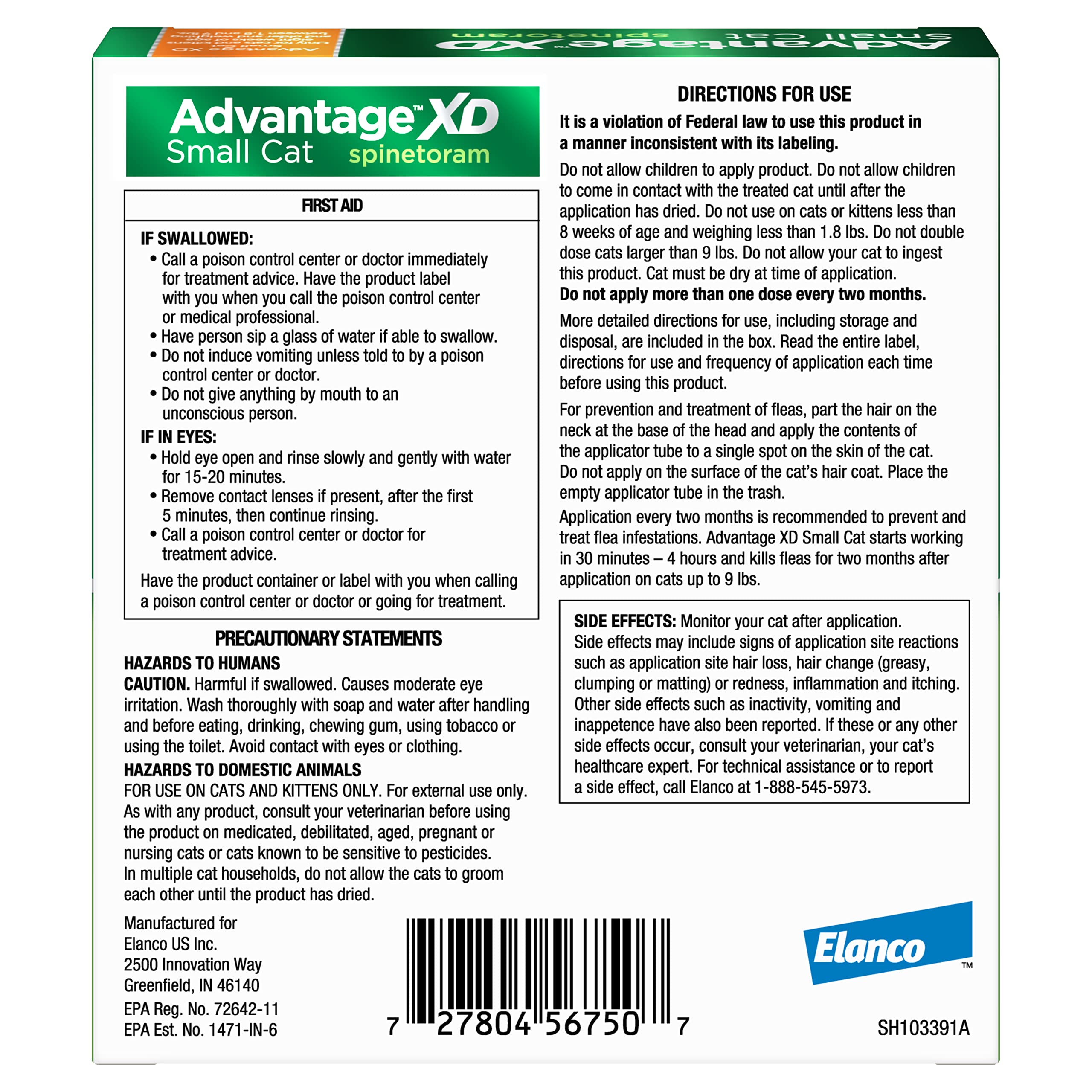 Advantage XD efecto rapido controla pulgas en 30 minutos a 4 horas