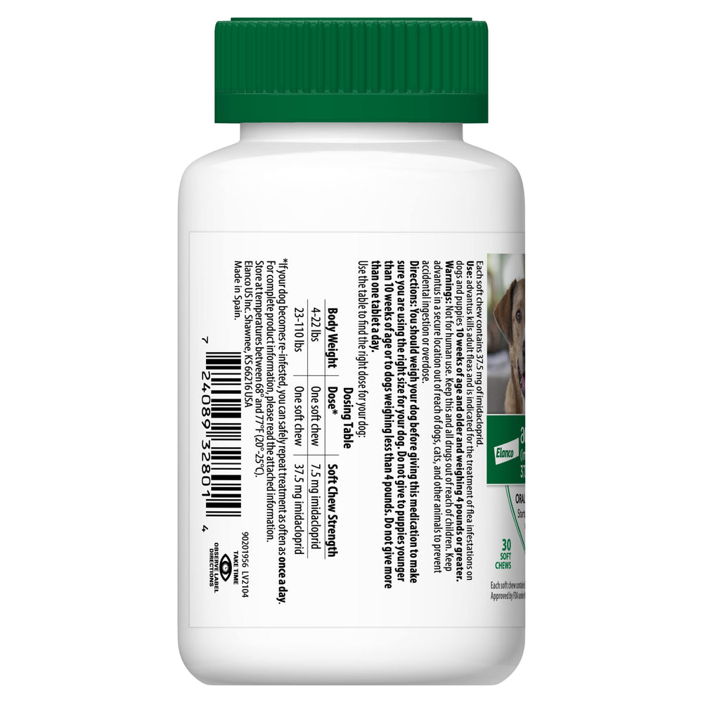 Dosis única de Advantus para pulgas, acción en una hora.