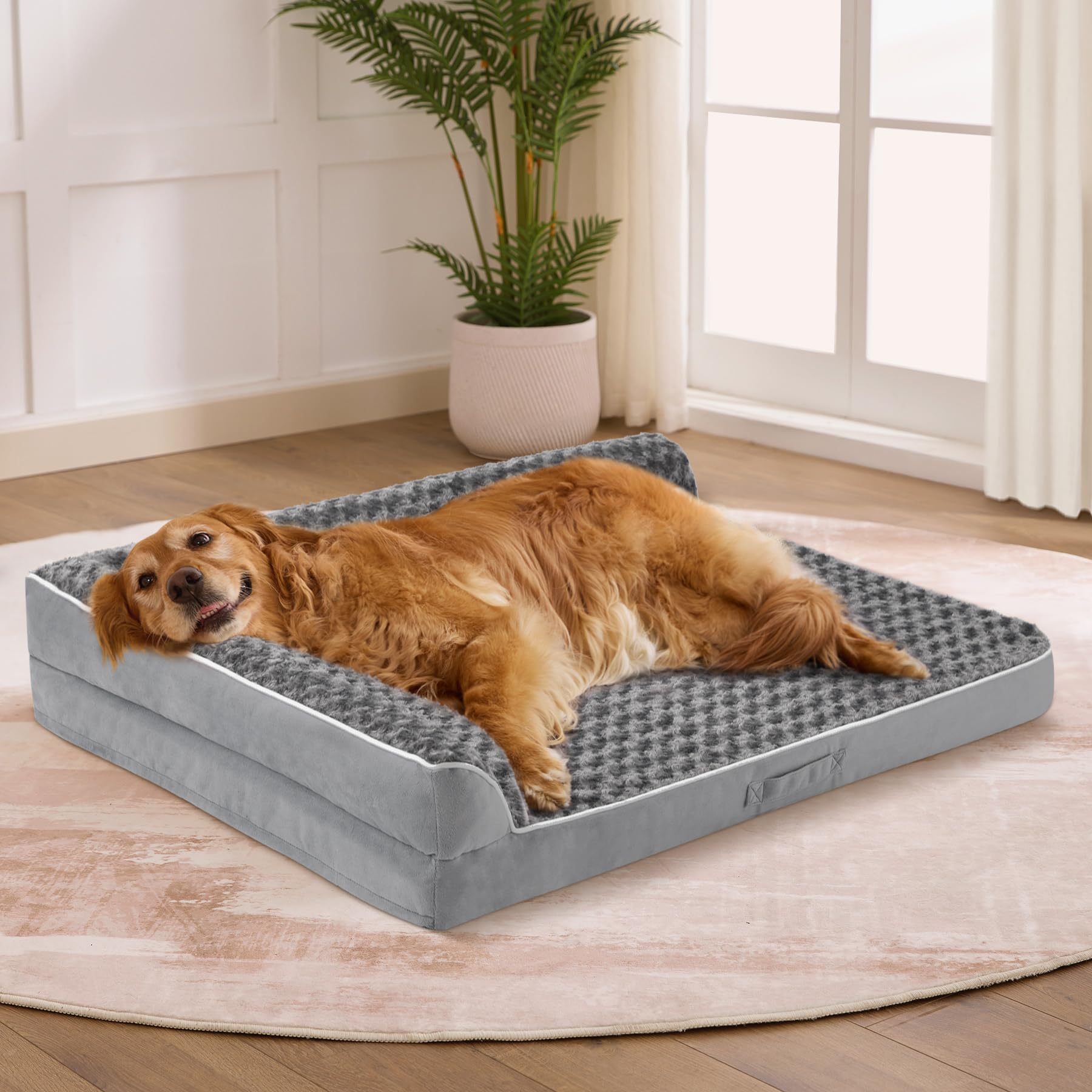 Cama Aeroluxe para perros grandes con espuma en panales que alivia presión.