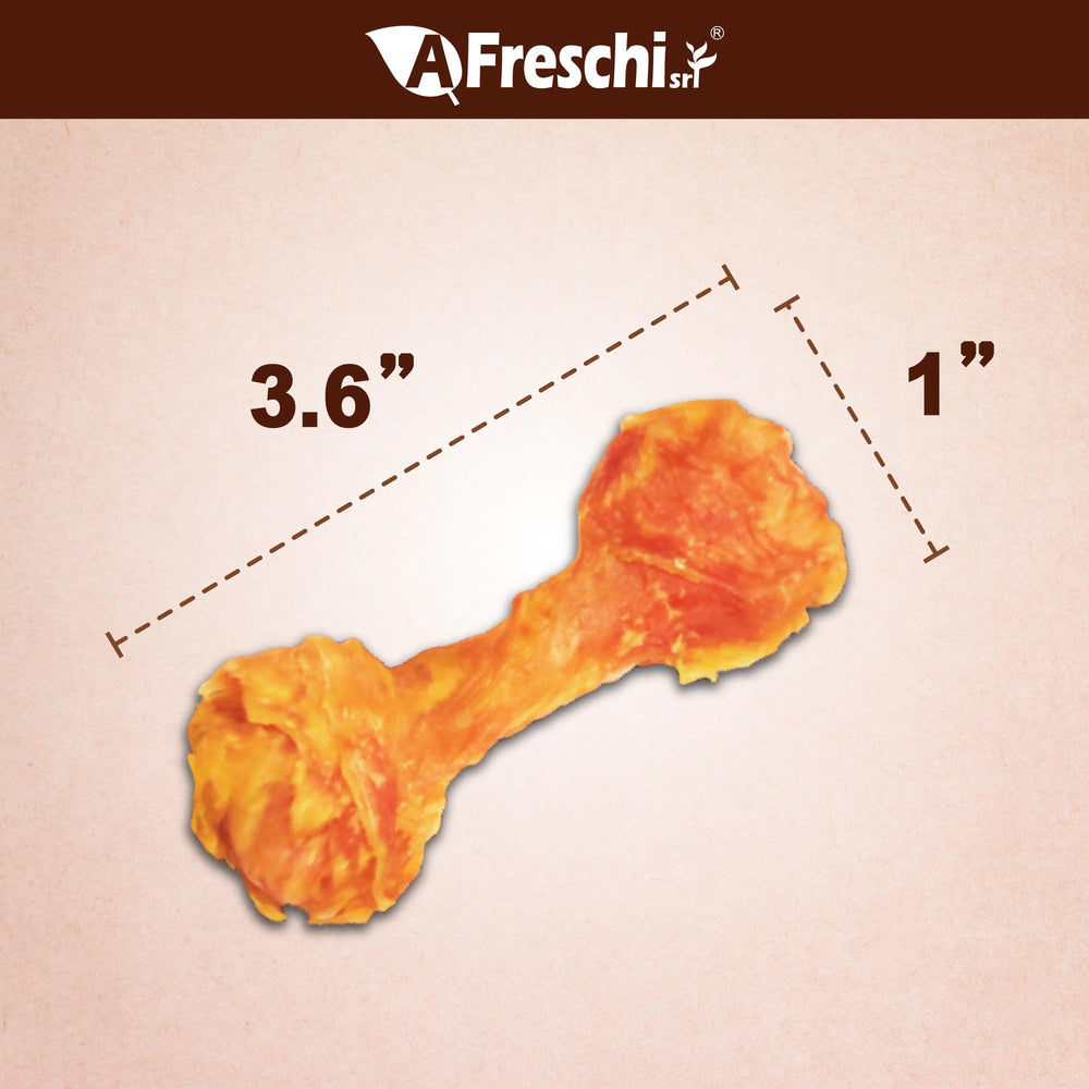 A Freschi srl tendones de pavo, primer plano de textura masticable para perros.