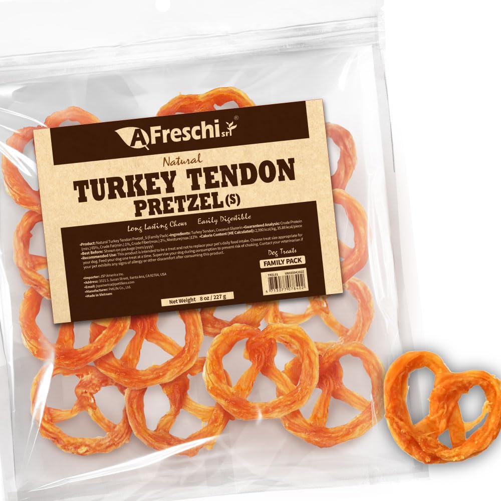 A Freschi srl tendones de pavo para perros en empaque 8 oz, recompensa natural