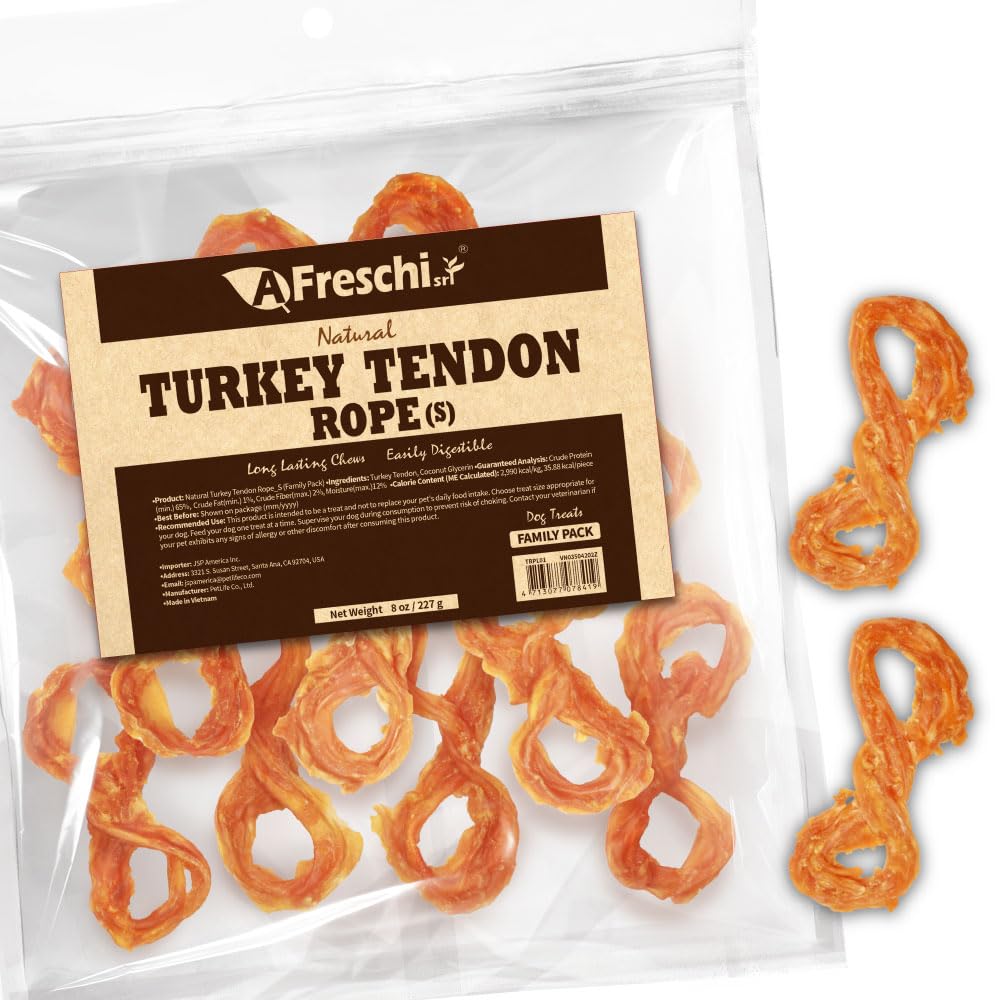 A Freschi tendones de pavo de EE. UU. para perros, snack proteico.