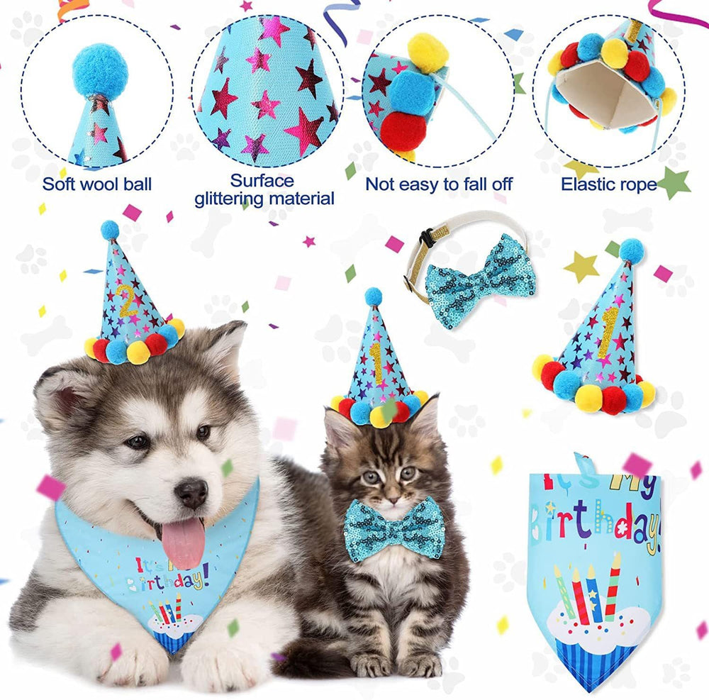 Agirlvct blue dog birthday hat adds festive style for celebrations and photos.