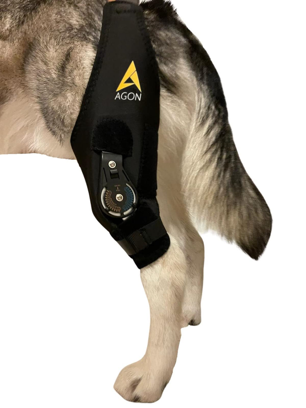 AGON rodillera para perro pierna izquierda brinda soporte estable durante la rehabilitación.