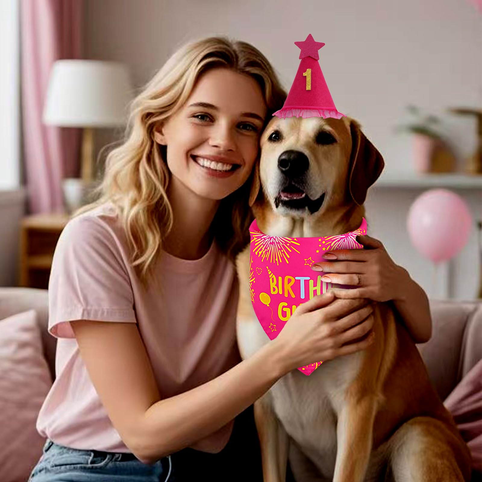 Bandana de cumpleaños Agroon, talla pequeña, ideal para perros pequeños y fotos vibrantes.
