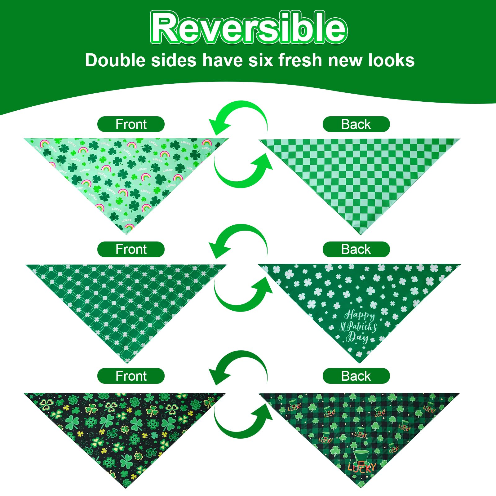 Bandanas reversibles de Agroon, dos caras con diseños festivos.
