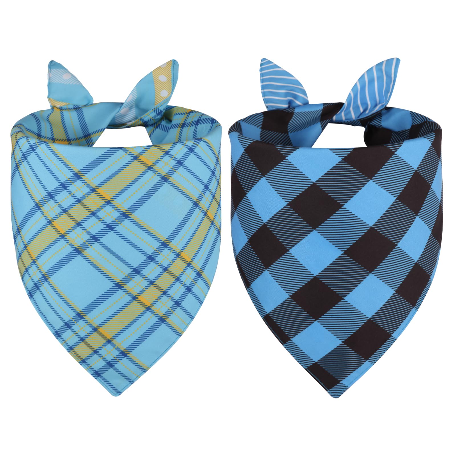 Bandana Agroon con diseño de cuadros azul, ideal para paseos coloridos.