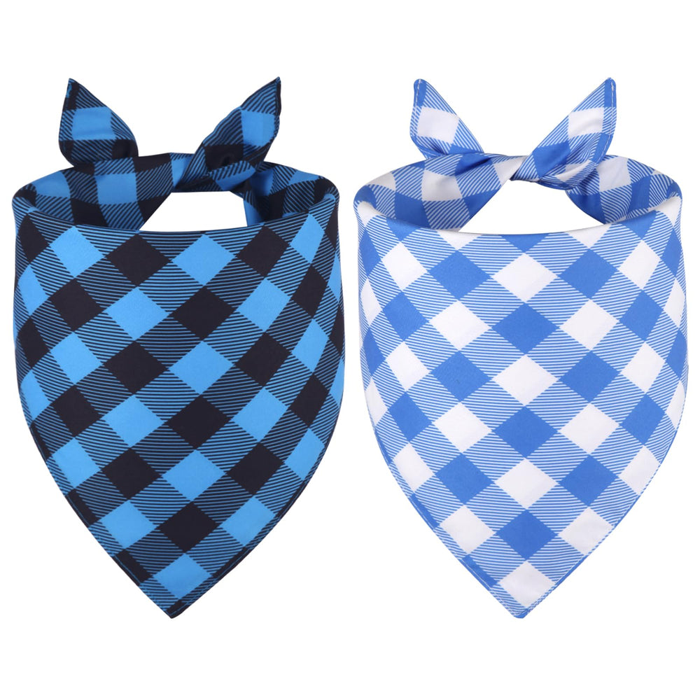 Bandanas Agroon para perros en juego de dos piezas azules, ideal para paseos.