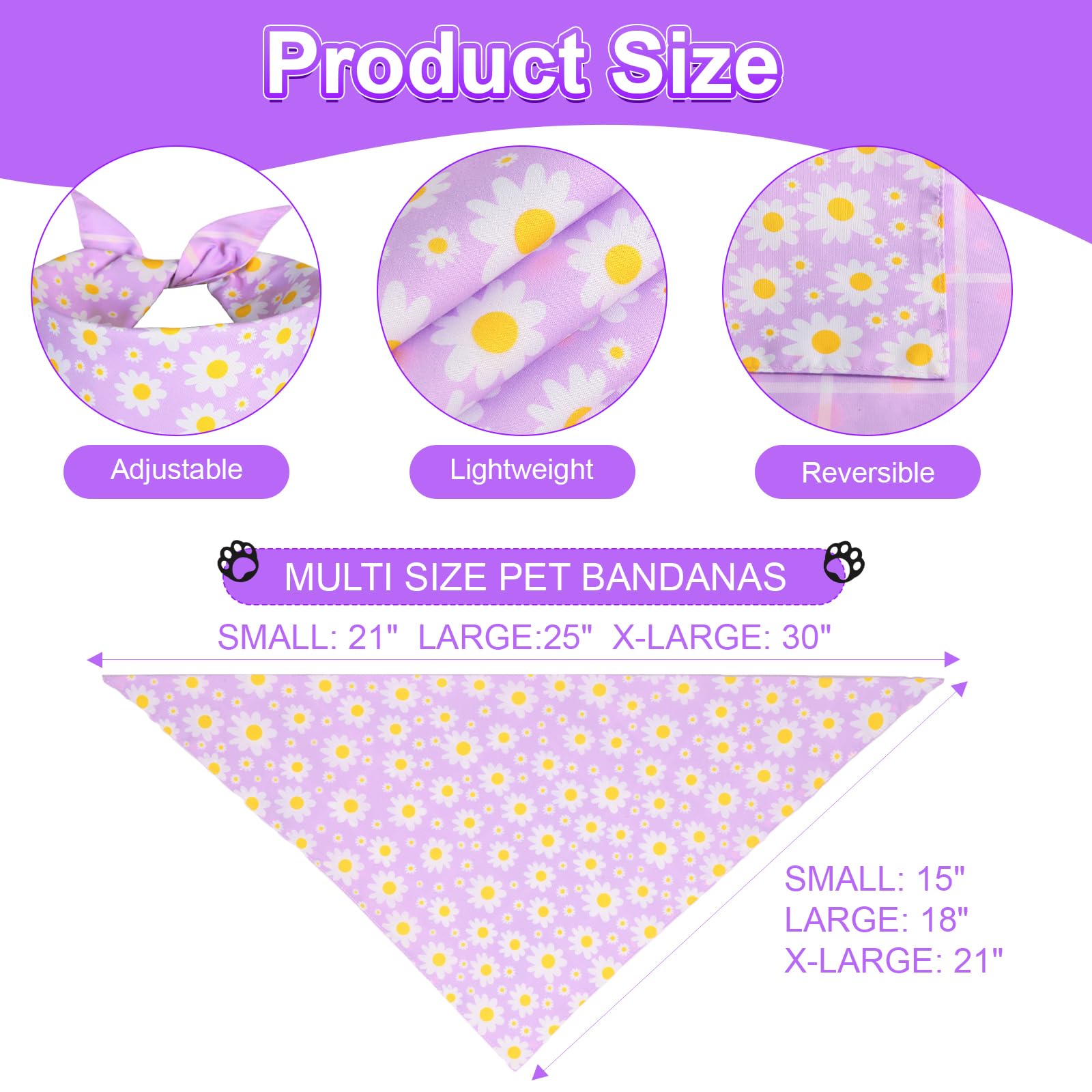 Bandana Agroon para perro talla pequena, diseño floral, ajuste cómodo para cuellos pequeños.