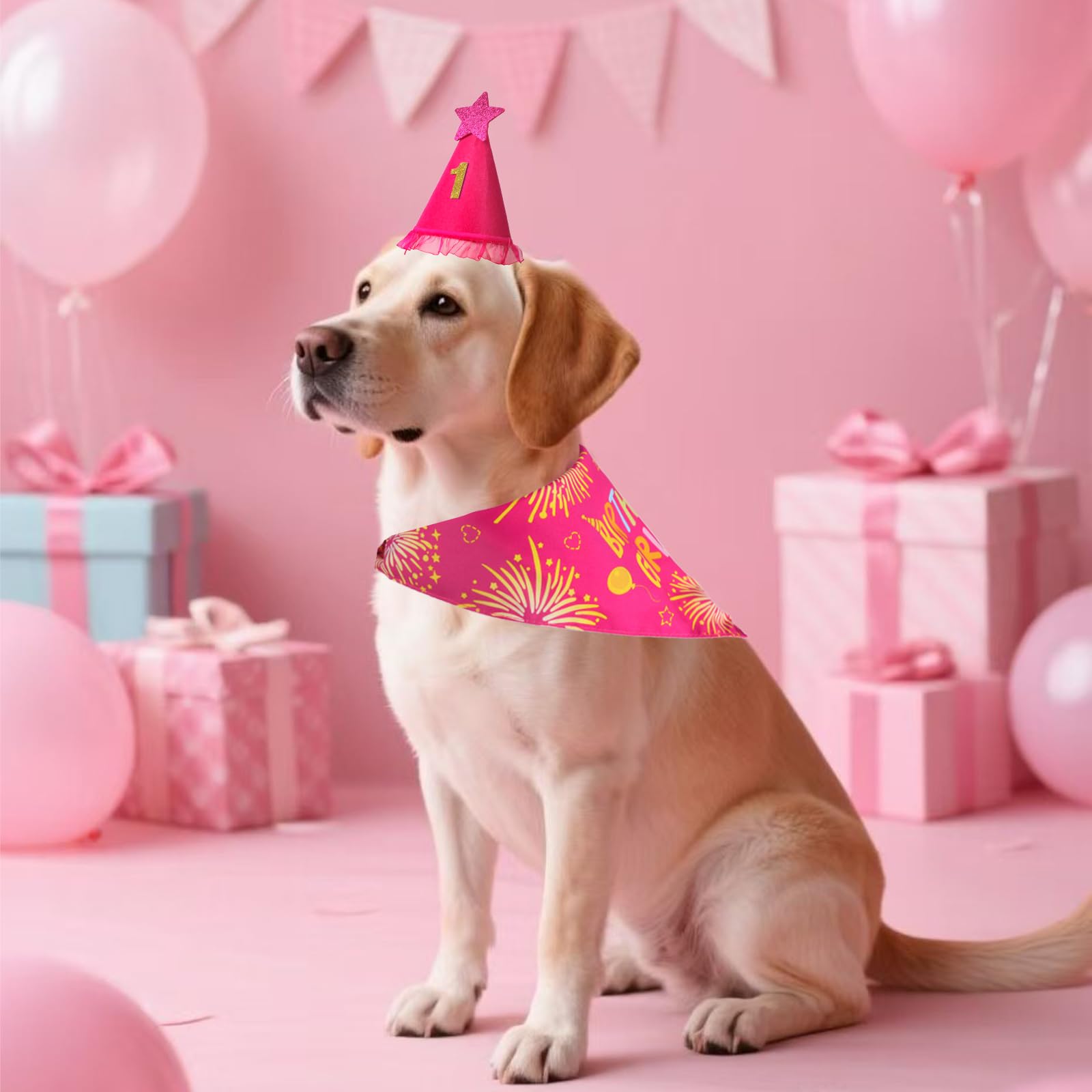 Gorro rosa Agroon, ajuste cómodo y reutilizable para fiestas caninas