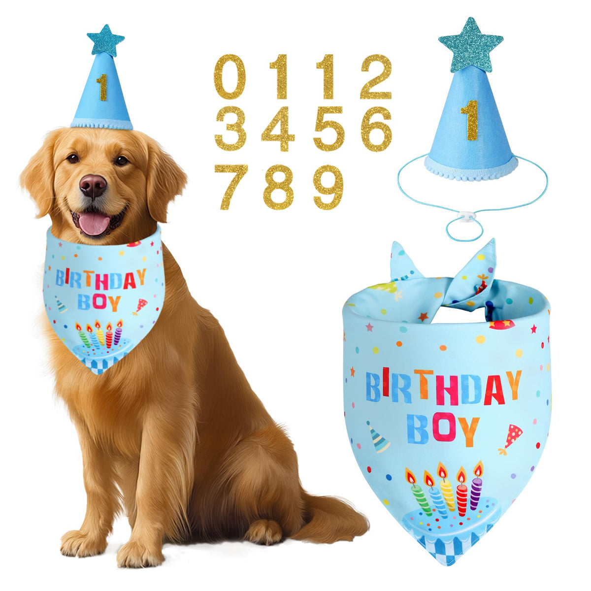 Sombrero de cumpleaños Agroon para perros, azul, ideal para fotos