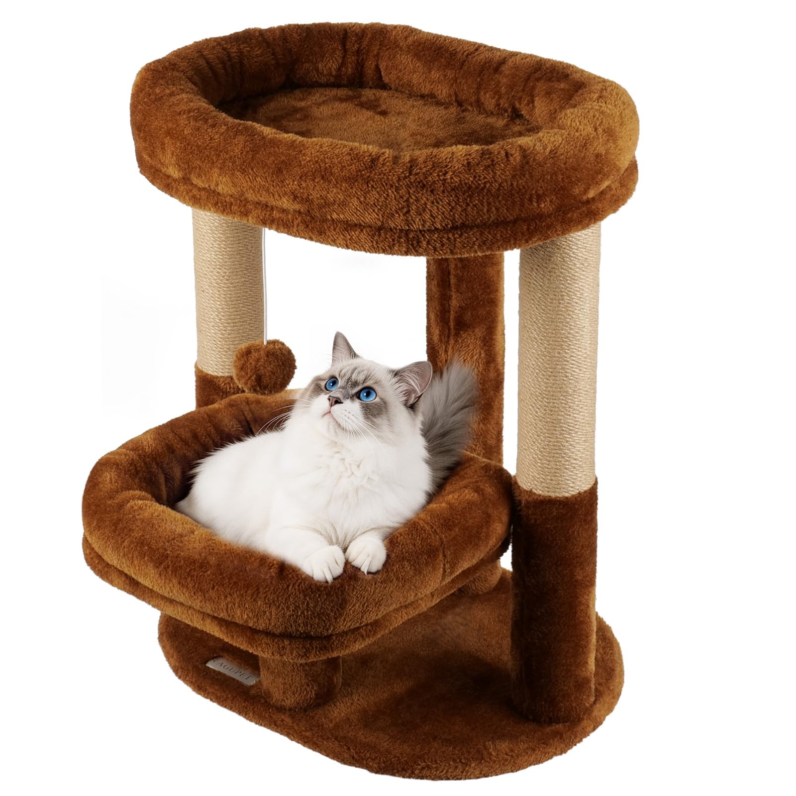 AGUPET árbol para gatos interior de dos niveles, descanso seguro y cómodo.