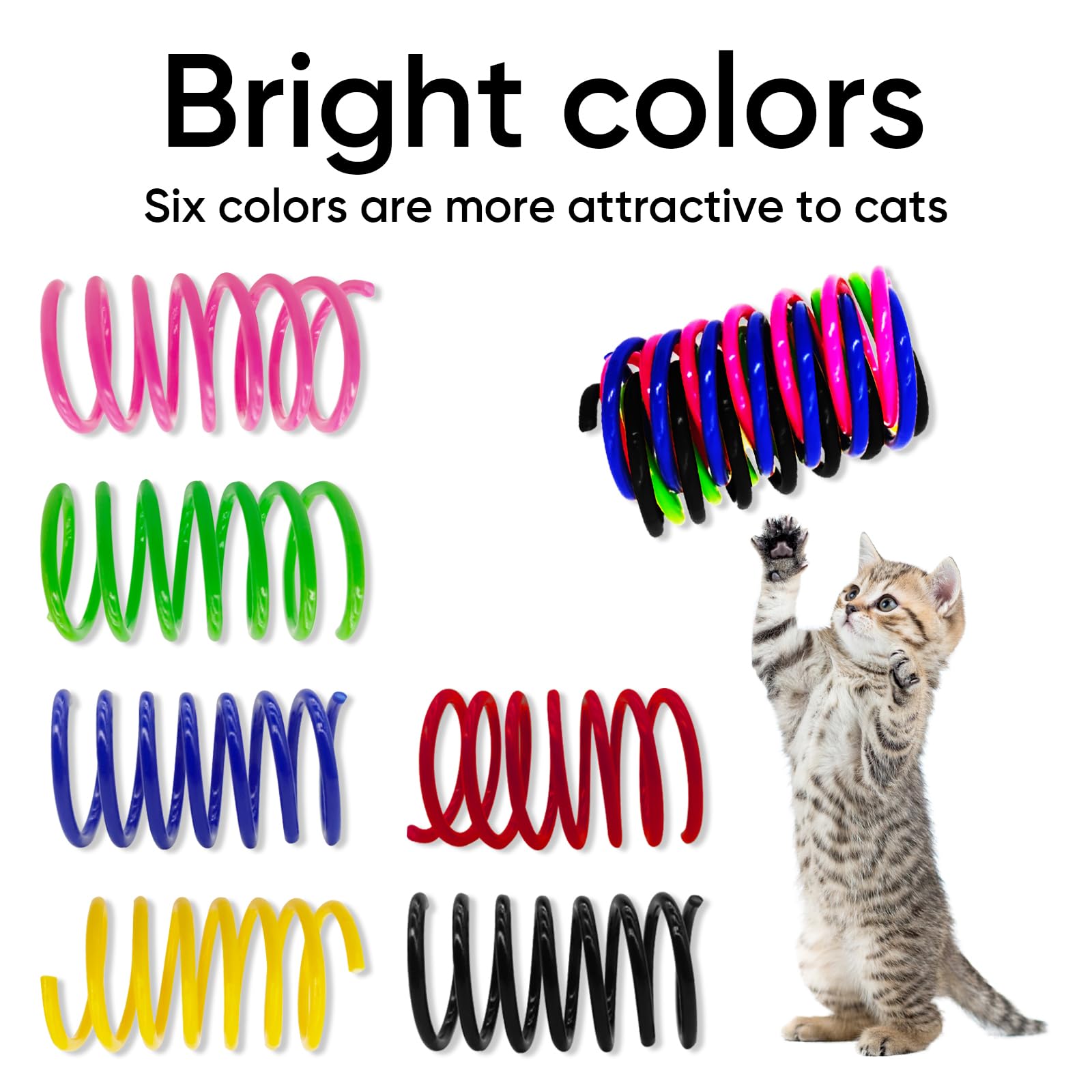 AGYM muelle espiral plástico rosa, colores brillantes para gatitos curiosos.