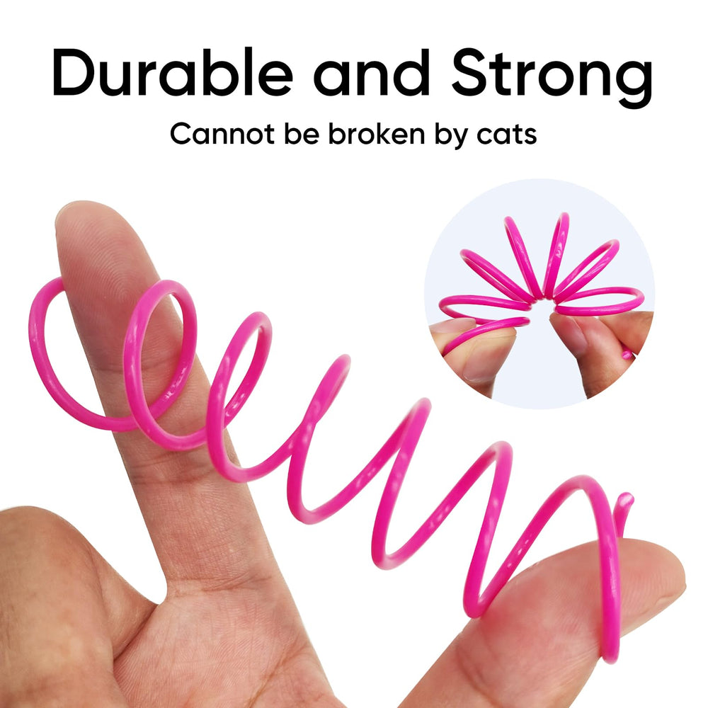 AGYM: resorte rosa para gatos, color brillante que incentiva la curiosidad.