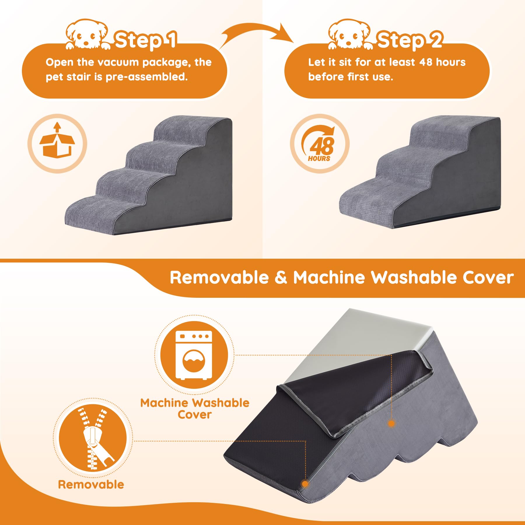 Ahpmeoa diseno-ergonomico-escaleras-perro: escalones curvados para comodidad