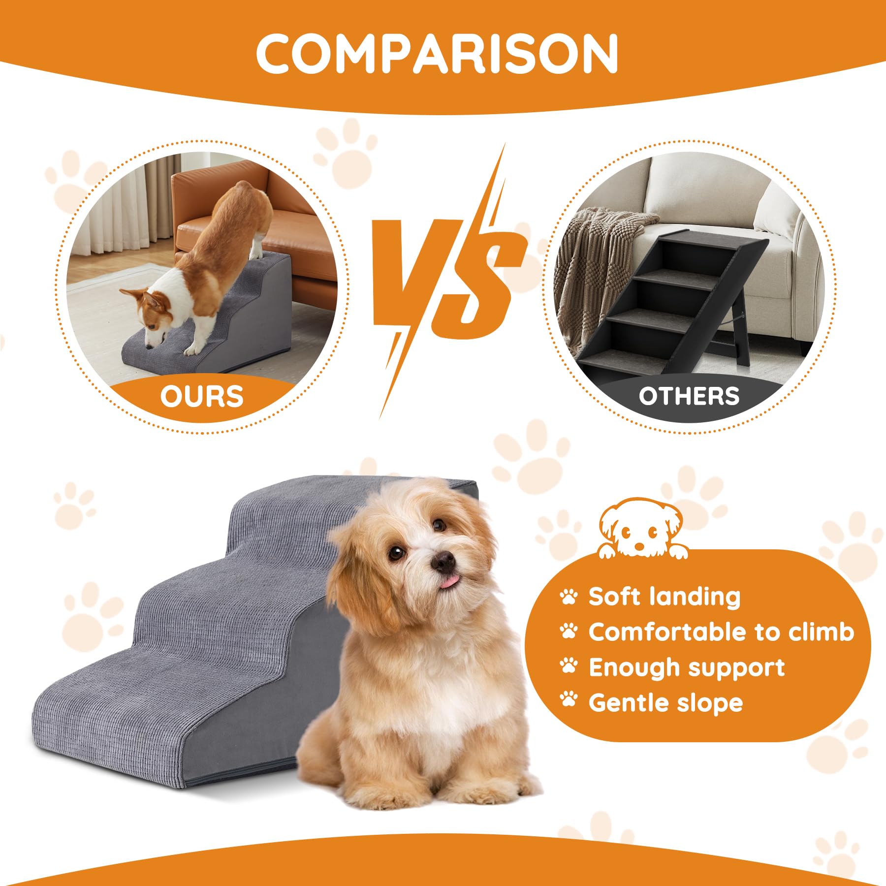 Ahpmeoa pasos-perro-cama-5-pasos: compatible con camas y sofás altos