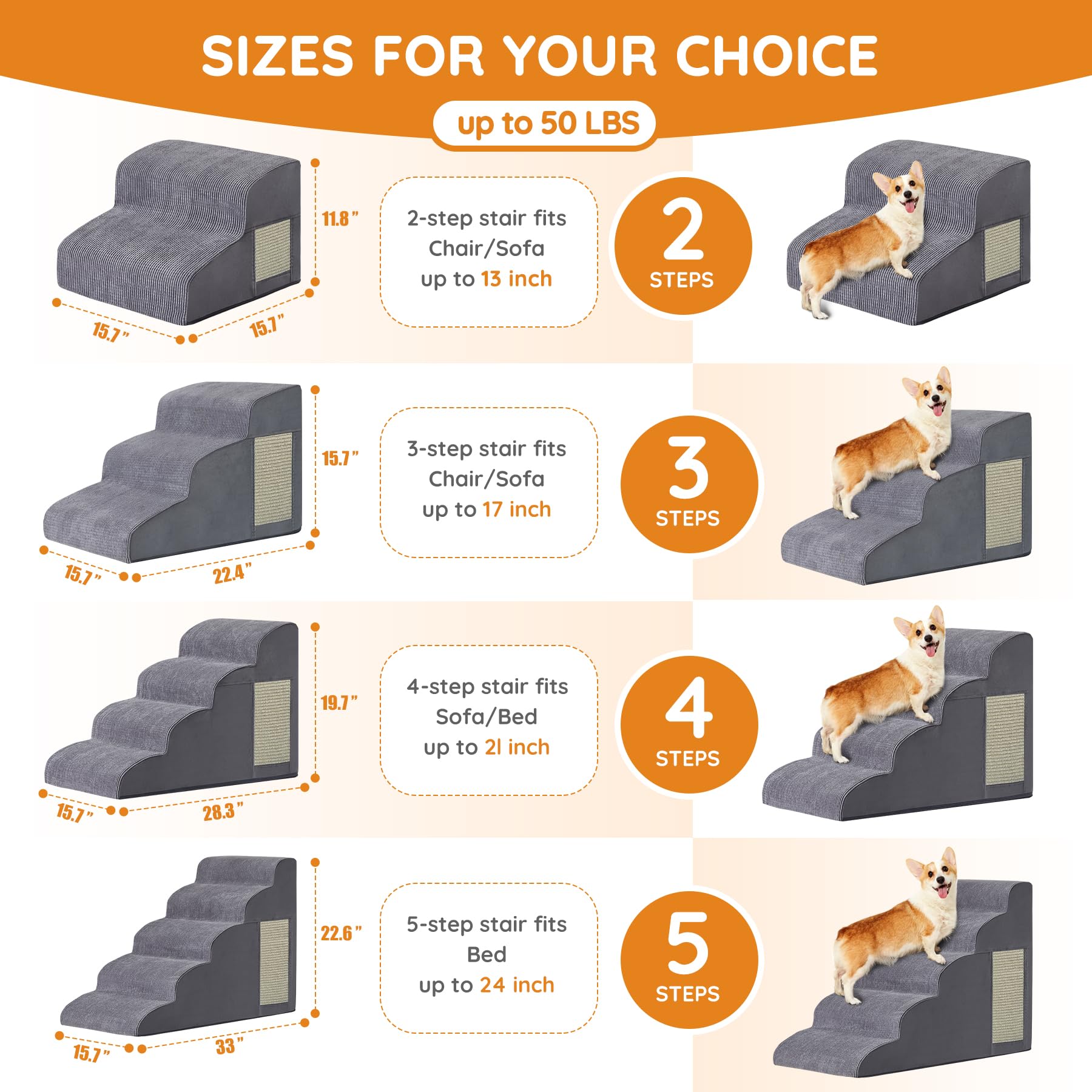 Ahpmeoa pasos-perro-sillon-3-pasos: ideal para subir al sofá con comodidad