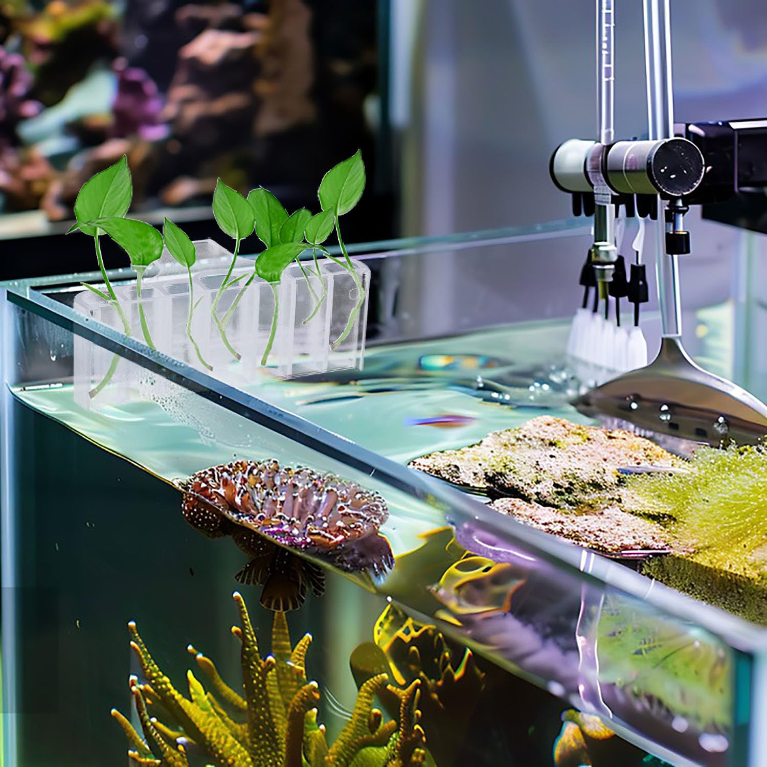 Aidmi-tubo-alimentacion-acuario, raciona comida de peces de forma ordenada.