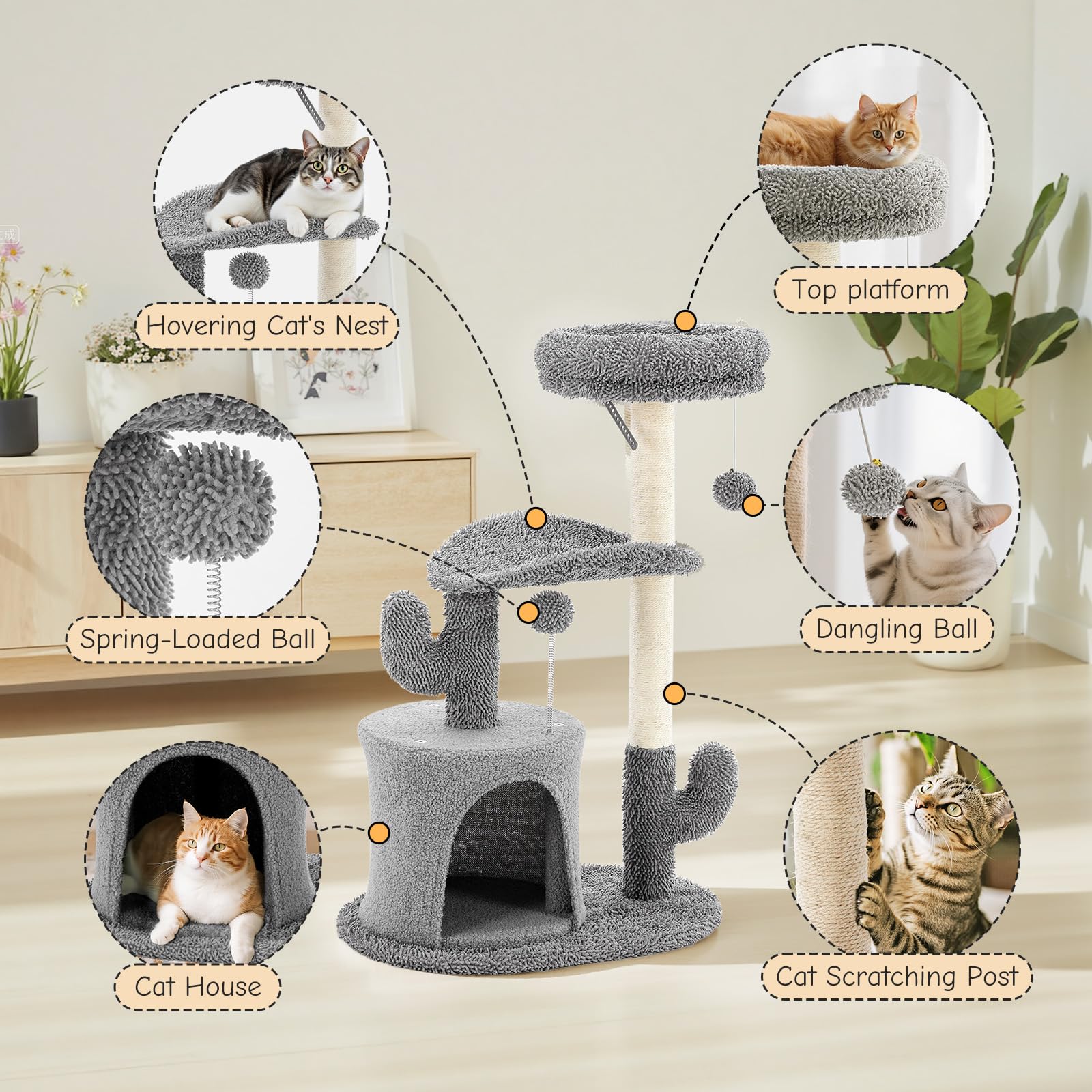 Aidoly camas-perchas-peluche para gatos, suaves y cálidas para siestas tranquilas.