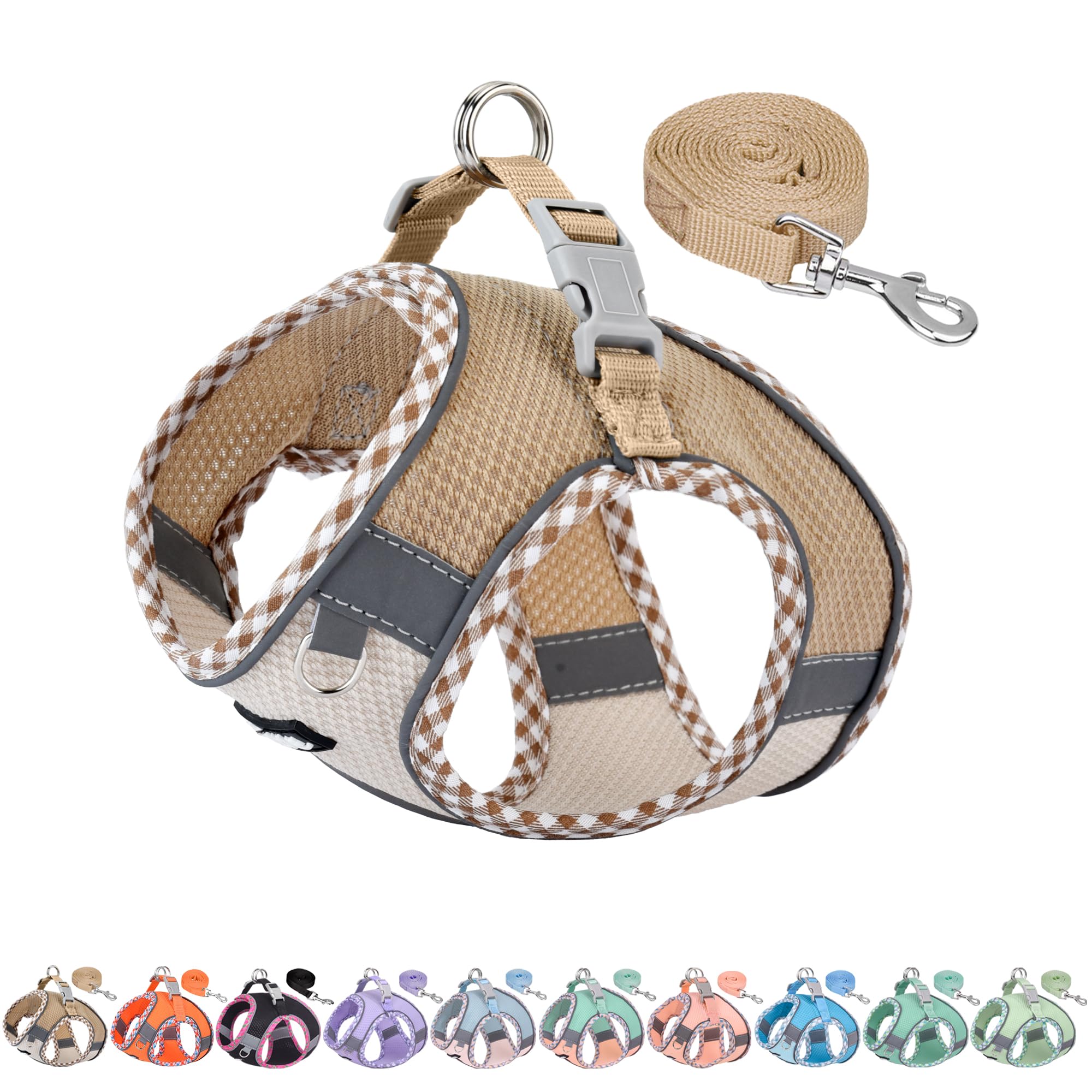 Aiitle arnés jaquard marrón-beige, cómodo y transpirable para paseos diarios.