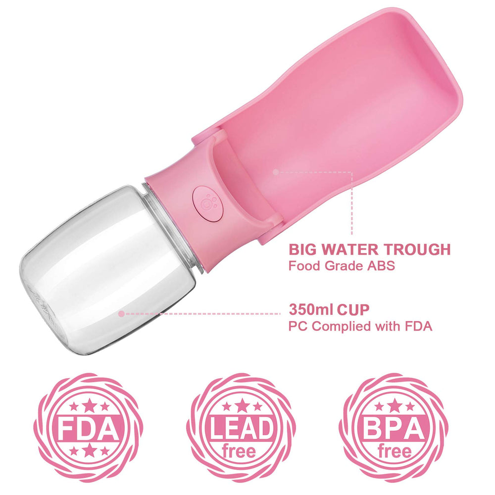 AIKIDS plegable-bebedero-perro-rosa-12 onzas, cómodo para viajar.