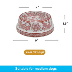 Aimusego tazón cerámico con diseño chinoiserie rosa para cenas elegantes de mascotas.