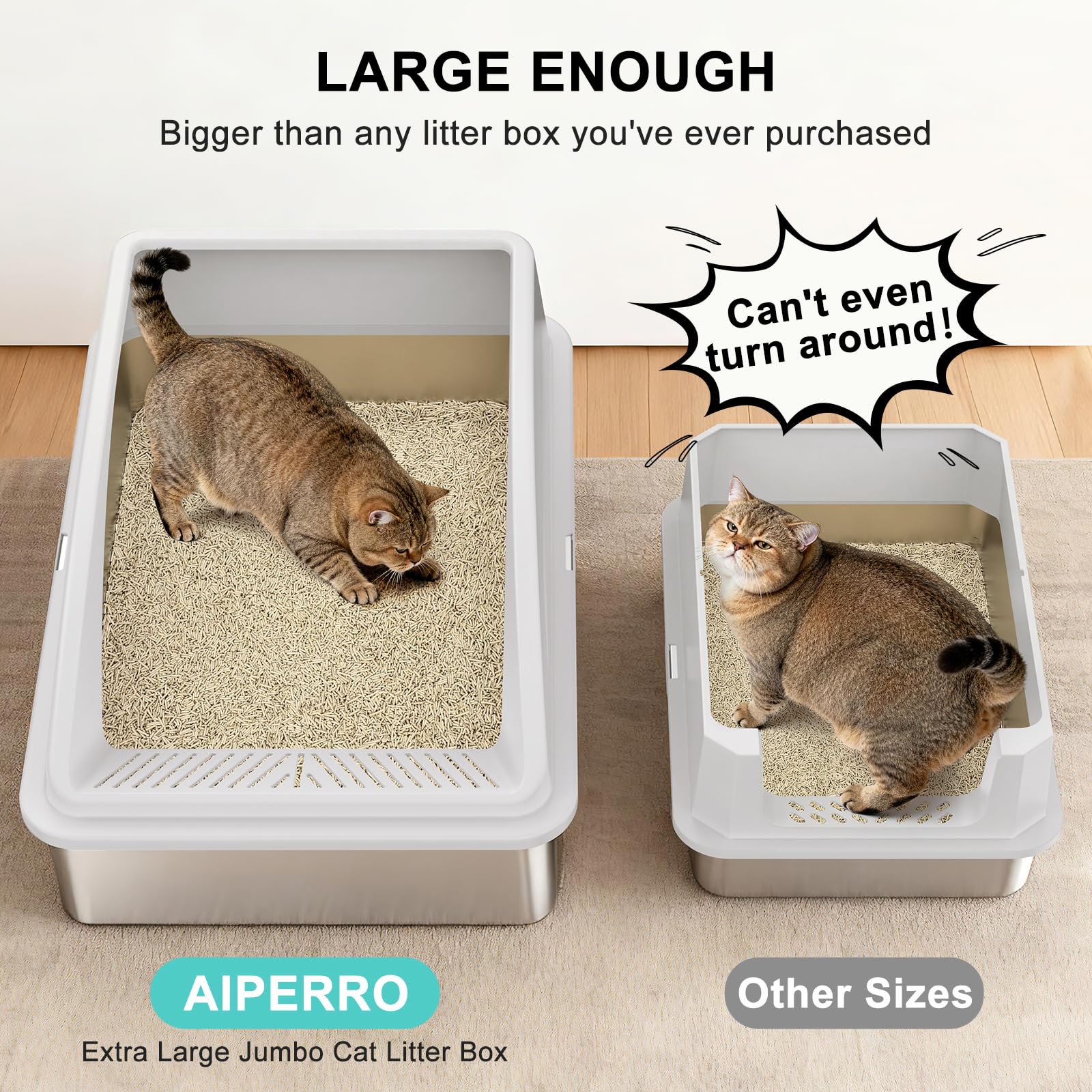 AIPERRO interior espacioso para multi-gatos, facilita movimiento y comodidad.
