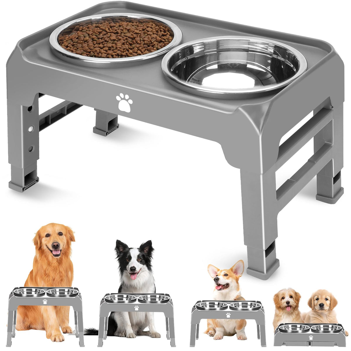AIRMX tazones-acero-inoxidable-50oz: facilita comer cómodo para perros grandes.