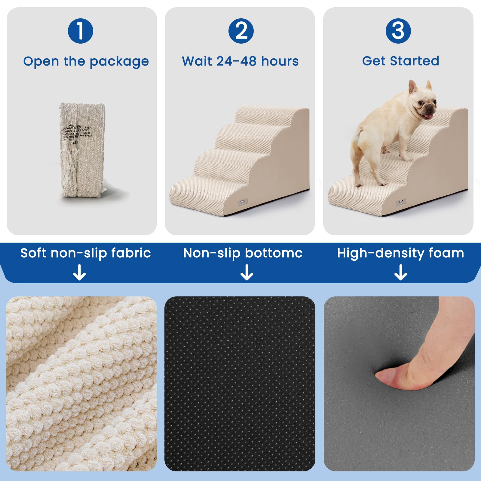 Airpanda escaleras para perro, montaje rápido y sencillo.