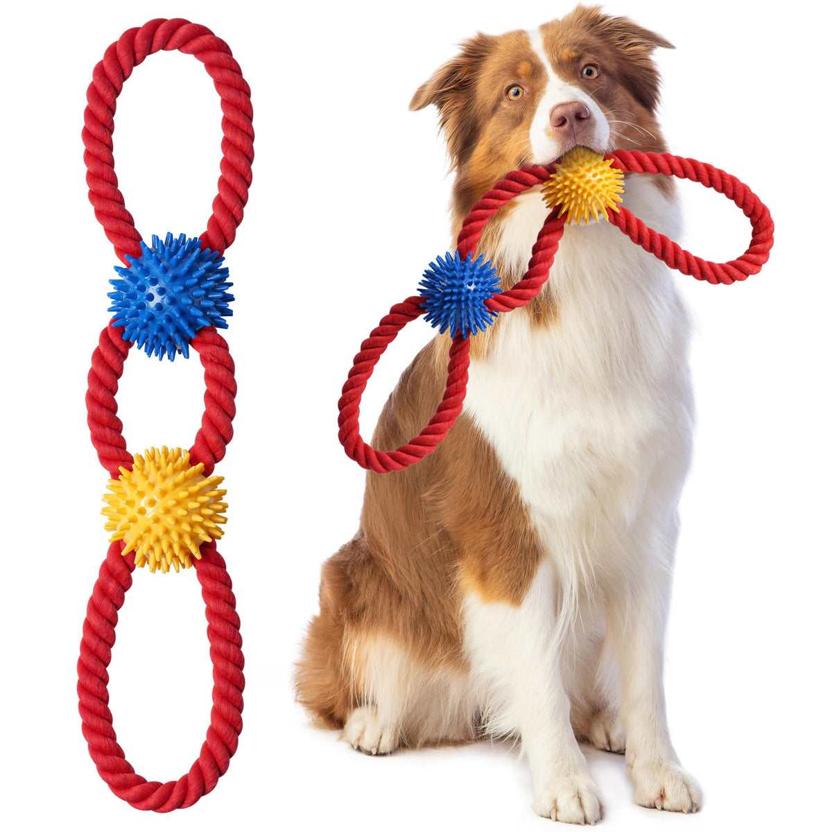 Aitmexcn Juguete de cuerda para perro: tira y afloja para reforzar vínculo.