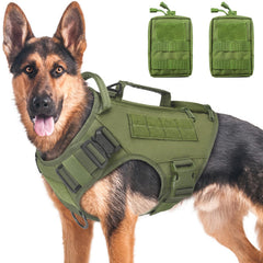 AIWAI ARNES PERRO MOCHILA DOS BOLSILLOS VERDE para entrenamiento y servicio.
