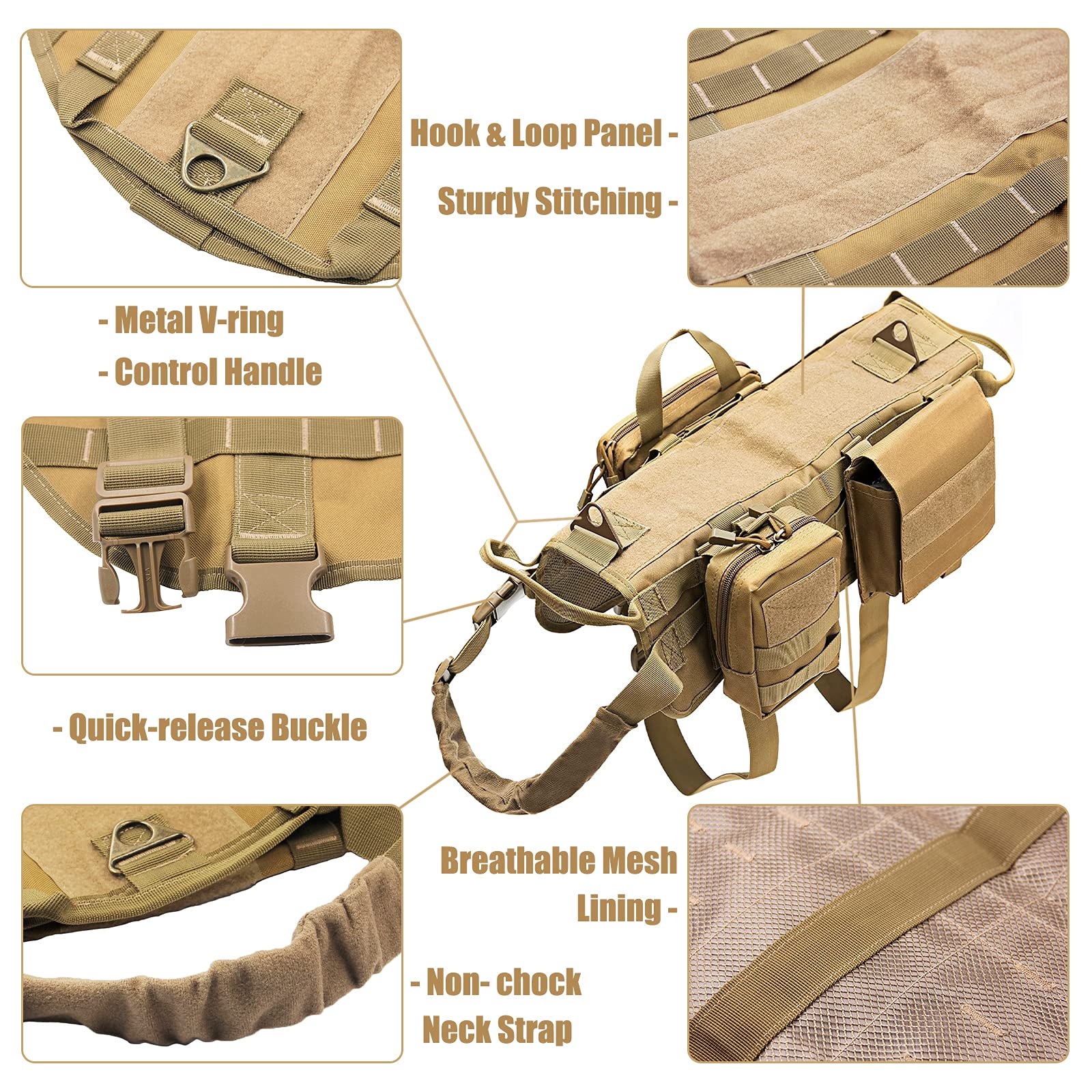 AIWAI arnés con bolsos MOLLE desmontables, ideal para accesorios.