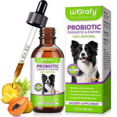 Akareni Probiotico líquido para perros, gota de dosificación para equilibrio digestivo.