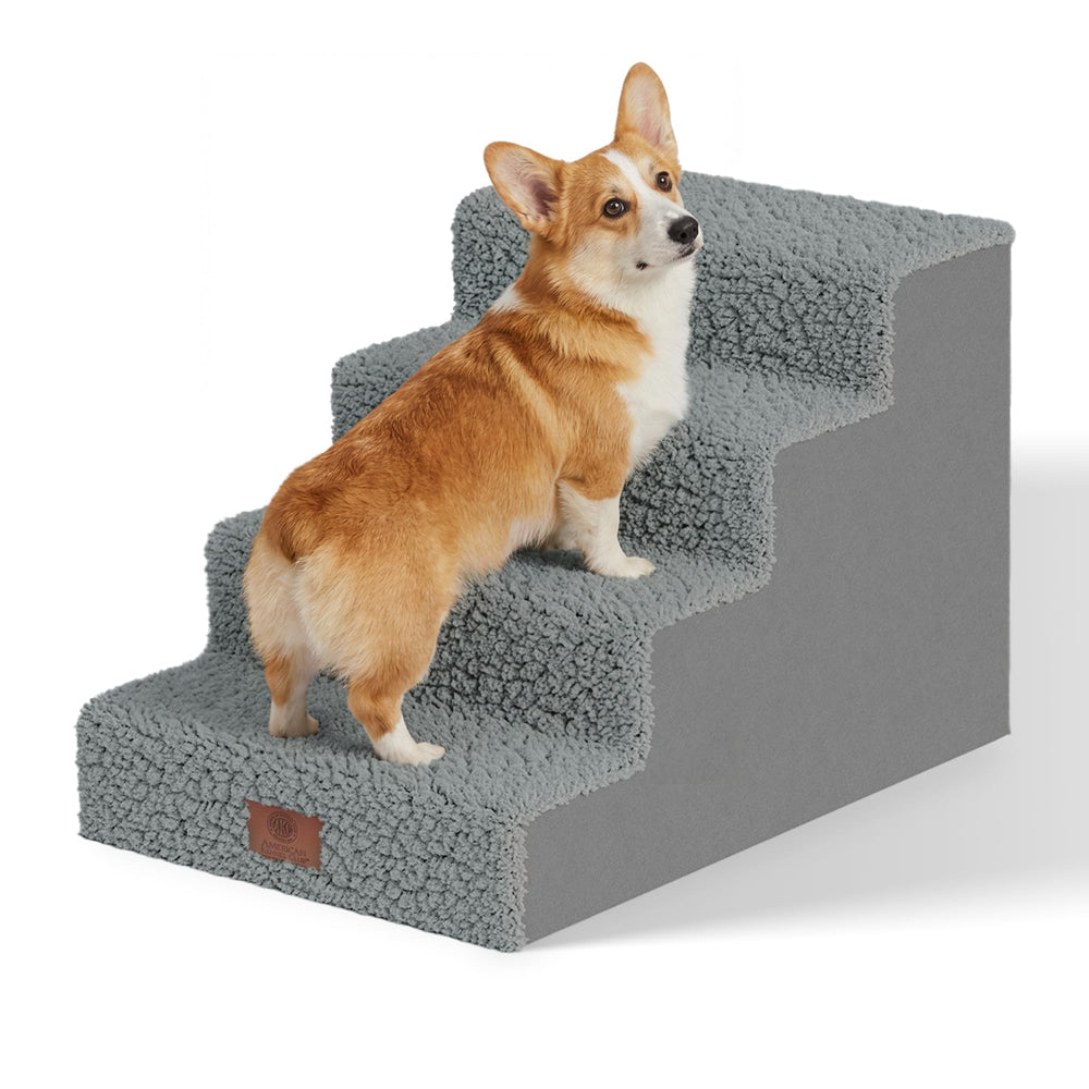 Escaleras AKC para mascotas, vista general, soporte estable para cama.
