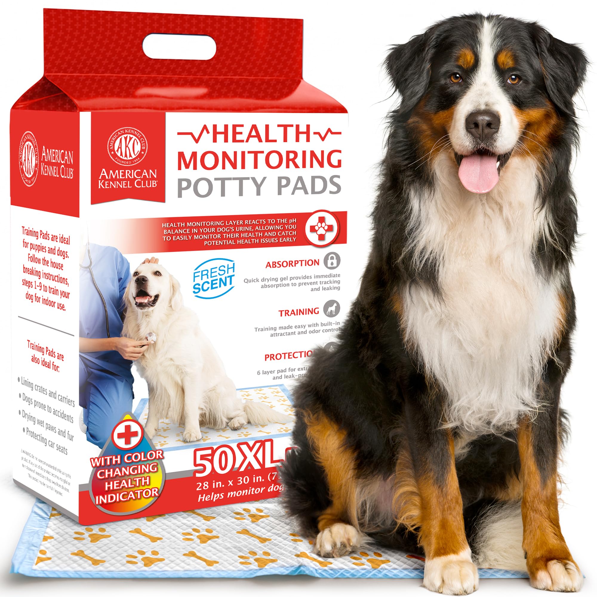 AKC tapetes para cachorros con indicador de salud, color que cambia para referencia rápida.