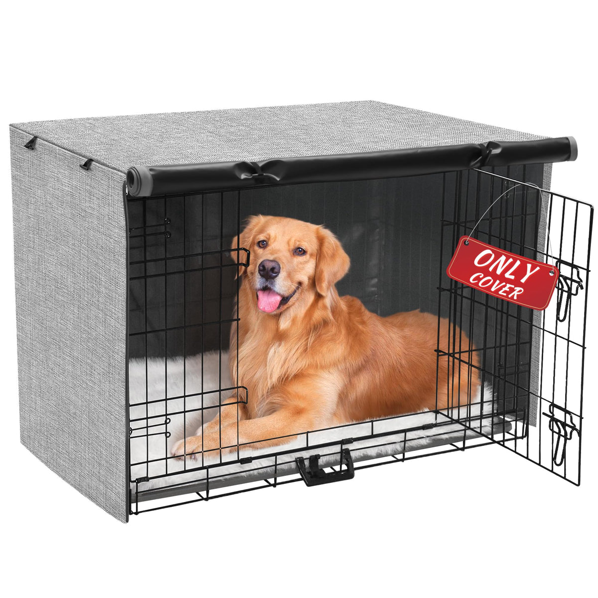 Funda Akinerri para jaula de perro con doble puerta impermeable para jaula de 42 pulgadas.