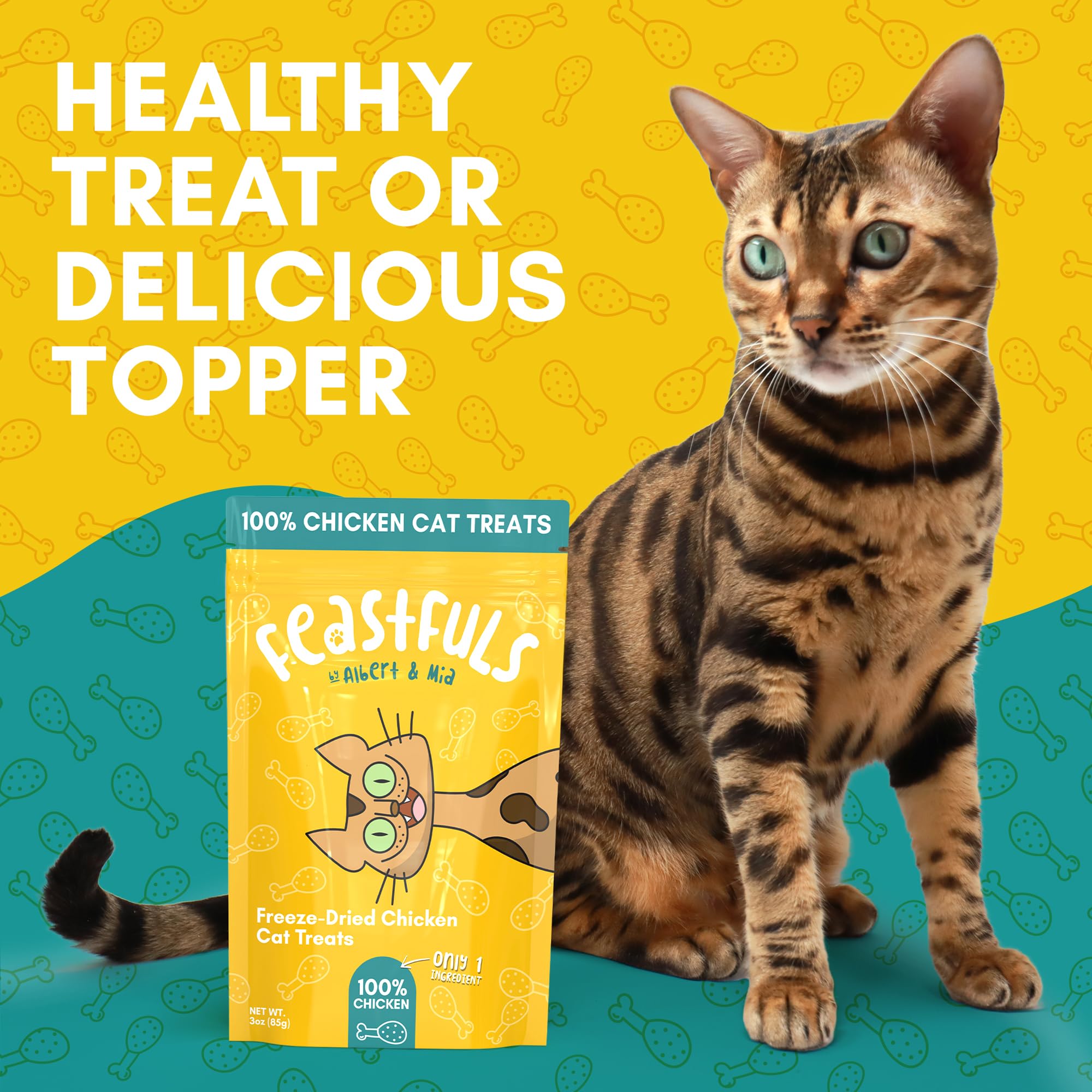 ALBERT & MIA Feastfuls: sin aditivos, opción natural para premios diarios de gatos.
