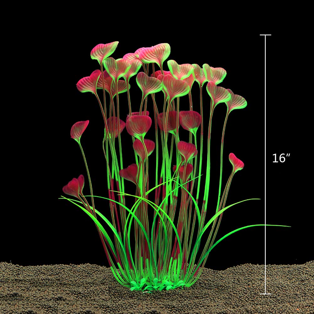 ALEGI plantas artificiales para acuario, 16 pulgadas, decoración duradera y fácil limpieza.